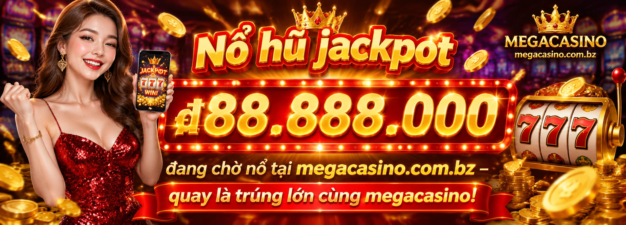 Giao diện game Nổ Hũ megacasino trên nền tối