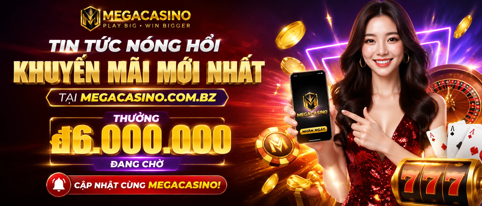Giao diện tin tức megacasino trên màn hình điện thoại
